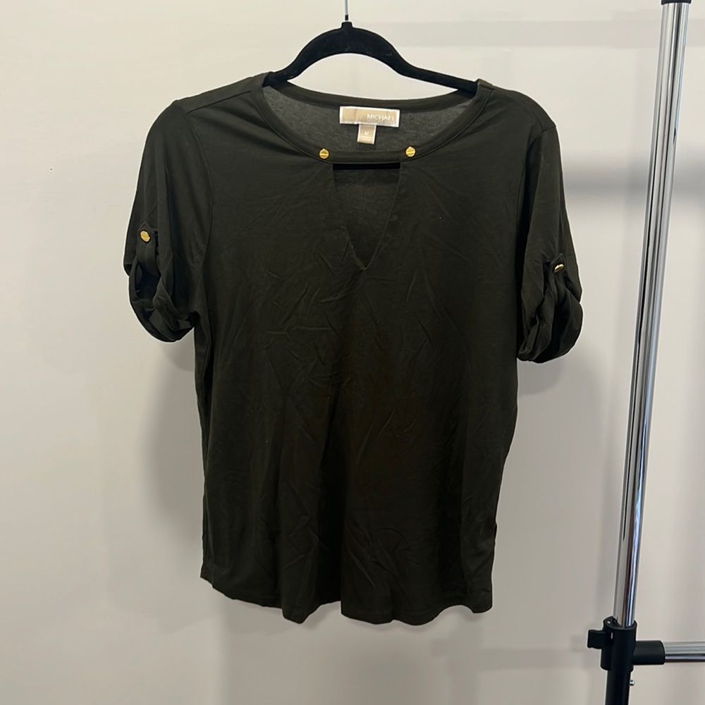 Lovely Olive Green Womens Top with Button Detail